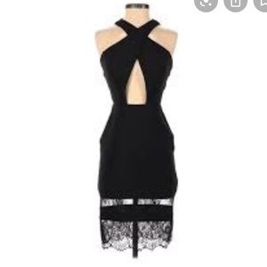 Topshop Keyhole Black Lace Dress Size: 2